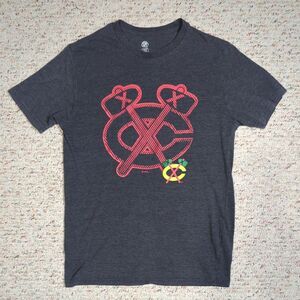 NHL Chicago Blackhawks T-Shirt Charcoal Gray Tomahawk C Logo Hockey Size Small